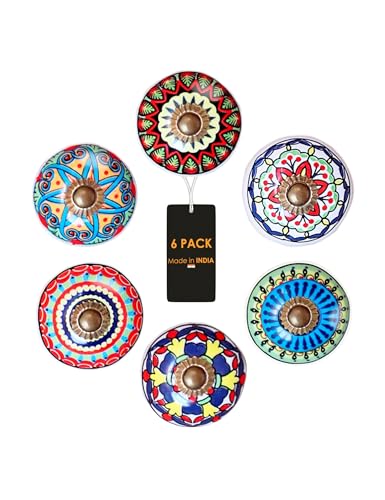 ALWORG Lot 6 Boutons de Meuble Multicolores Peints Main