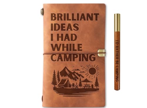 INNObeta - InnoBeta Camping Gifts, Journal Pen Set for Campers on Birthday, Christmas, Unique Notebook, Sketchbook, Travel Diary, Lined Planner, 7.8x5 Inches, Brown