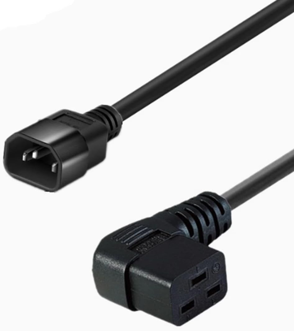 IEC-320 Power Extension Cord, C14 to Right Angled C19, 16A, 110-250V, 16AWG, 3 Core, Black (C14 to Right C19, 10ft/3m)
