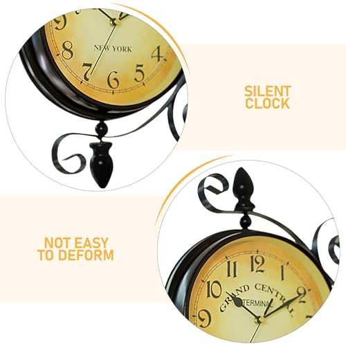 Horloge murale à double face vintage métal rotation 360