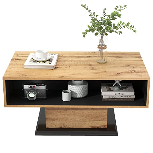 Table basse en grain de bois avec double rangement pour salon ordonné - 6