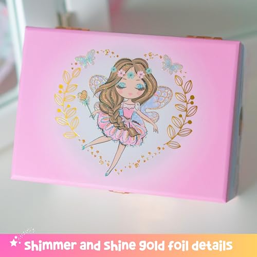 Giggle & Honey Musical Fairy Jewellery Box for Girls - Kids Music Box with Fairy and Mirror, Birthday Gifts for Girls, Kids Jewellery Boxes for Ages 3-10-15.2 x 11.8 x 8.9 cm