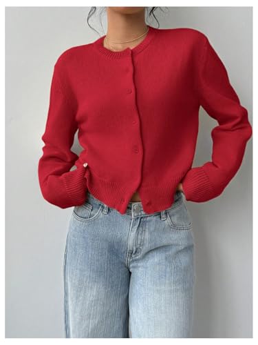 Image of SOLY HUX Women's Button Down Cropped Lightweight Cardigan Sweater Cute Fall Fashion 2026
