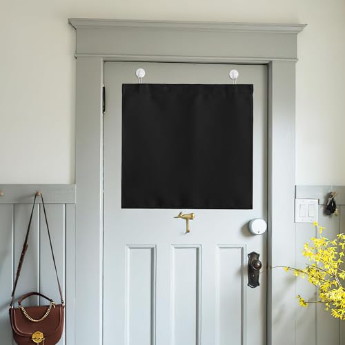 NICETOWN Black Blackout Door Curtains for Classroom Privacy, Small Window Curtains for Bathroom, Energy Saving French Door Shade for Home Office Livin