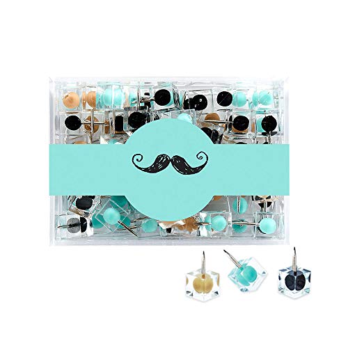Novelty Thumb Tacks Decorative Push Pin For Cork Board Memo Board Photo Wall Or Map Creative-Gift, 80 Counts In Reusable Acrylic Box (Cool Style) #TOP6