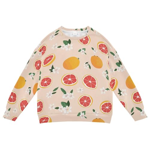 JUNZAN Funny Grapefruit Fruit Peach Big Boys Hooded Sweatshirt Long Sleeve Hoodies for Girls Party 4T