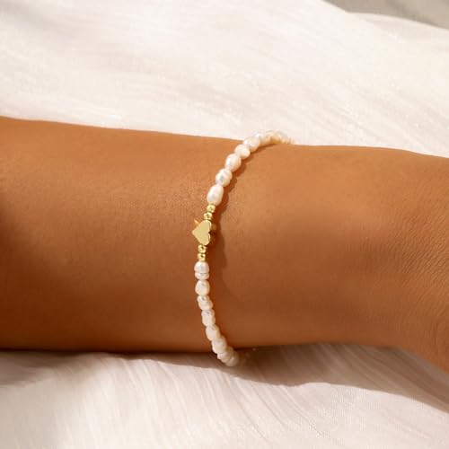 MIDEEO Gold/Sliver Bracelets for Women,14K Gold Plated Bracelets for Women Evil Eye Diamond Cuban Link Heart Pearl Everyday Jewelry Gift - Thumbnail 5