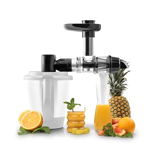 Wundermix - SlowJuicer Entsafter Aufsatz + WunderCentix Achse für Thermomix TM6 TM5 große Saftausbeute & einfache Reinigung Saftpresse Zubehör für gesunde Säfte ohne Zusatzstoffe
