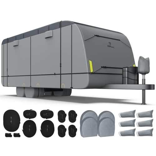 Rvmasking QT2815H-A08 600D Top Waterproof Rv Travel Trailer Cover cover