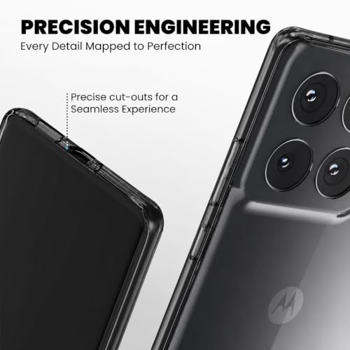 Image of VONZEE Compatible with Motorola Moto Edge 70 Pro 5G Back Cover Case Clear,[ Anti Yellow ][Military Grade Protection] Hard PC Back Cover Transparent-Black