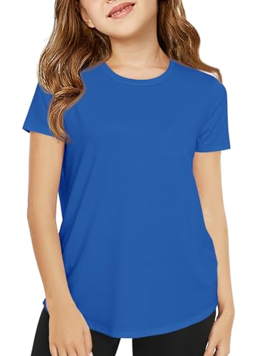 Image of Haloumoning Girls Short Sleeve T Shirts 5-14 Years | Kids Summer, T shirt Girls,Crewneck Tops, Curved Hem Tees,Back to School Summer Tops,Fashion Clothes
