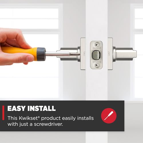 Image of Kwikset Casey Interior Passage Door Handle 2 Pack, Lever for Closet and Hallway Doors, Reversible Non-Locking Handle Lever, Satin Nickel, with Microban Protection