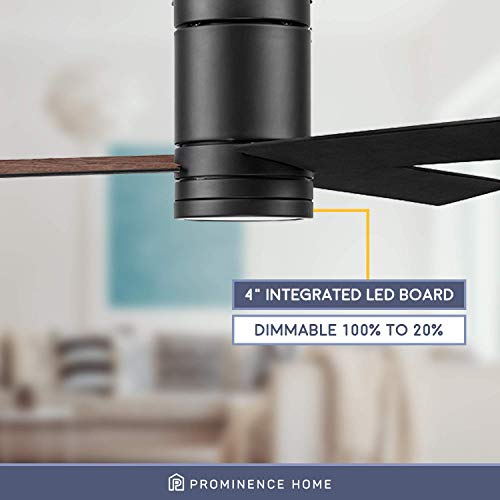 Prominence Home Espy, 52 Inch Flush Mount Contemporary Indoor Led Ceiling Fan With Light, Remote Control, 3 Modern Dual Finish Blades, Reversible Motor - 51464-01 (Matte Black) #TOP2