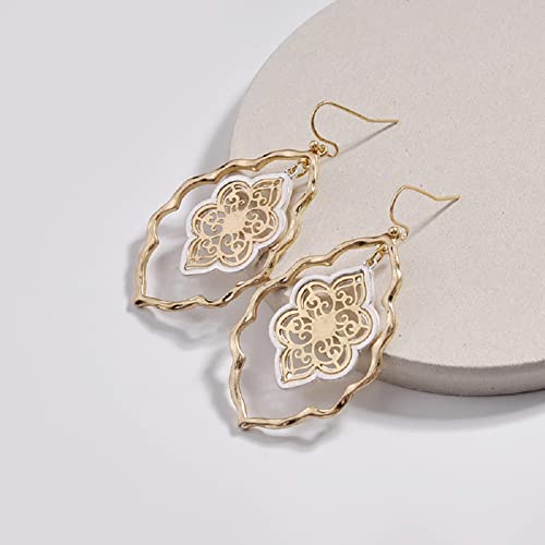 Gold Filigree Cut-out Dangling Chandelier Earrings for Women Dangling Tassel Jewelry Gifts for Sisters Mom Friends4