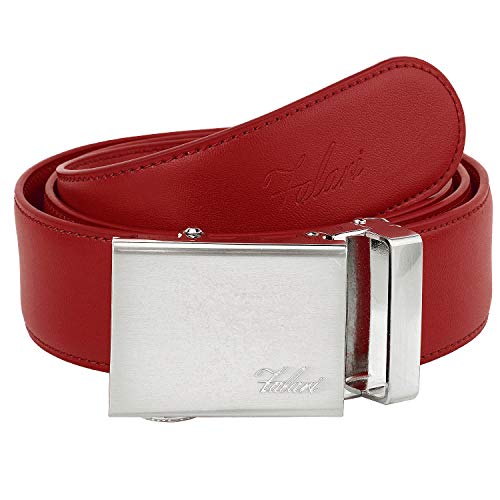Image of Falari Men Unisex Genuine Leather Ratchet Dress and Casual Belt, Automatic Sliding Buckle, Trim to Fit