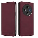 YSONCHAN Handyhülle für Oukitel C5, PU Lederhülle mit RFID-Blockierung, Magnetverschluss, Stoßfeste Flip Wallet Schutzhülle. Weinrot