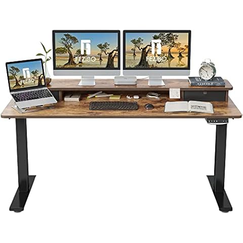 FEZIBO Electric Height Adjustable Desk with Drawers Cover