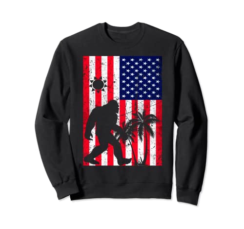 American USA Flag Bigfoot Summer Patriotic 4th of July Tee Sudadera