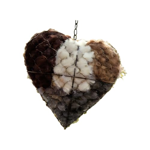 Iron Heart Shape Handmade Bird Nesting Heart Refillable Garden Yard Art Decoration Cotton Nesting Fibers for Wild Birds Bird Hab