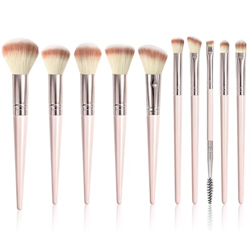 Makeup Brush Set, Premium Synthetic 10 PCS Makeup Brushes, Travel Makeup Brush Set with Soft Hairs,...