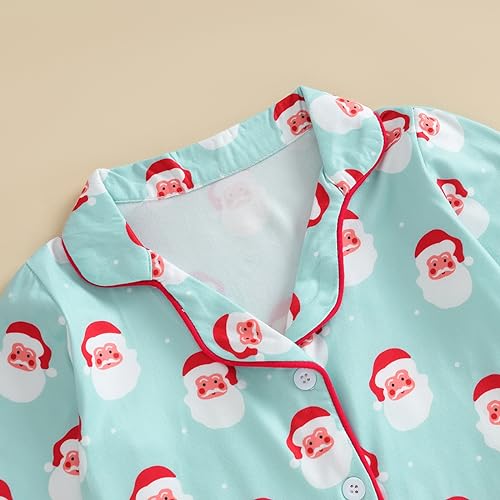 Toddler Girl Boy Christmas Pajamas Santa Claus Button Down 2 Piece Pajama Set Little Kids Christmas Pjs Nightgown3