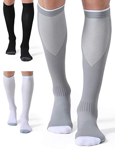 CelerSport 3 Pairs Compression Socks for Men and Women 20-30 mmHg Running Support