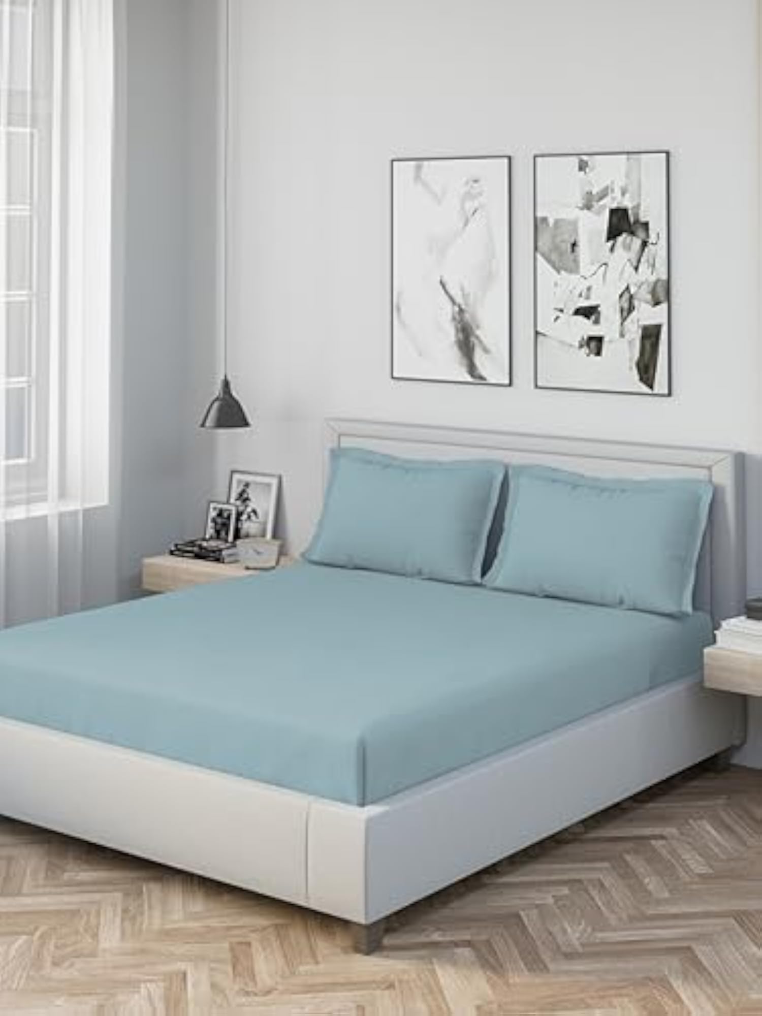 Pack of 1 Cotton Solid King Bedsheet with 2 Pillow Covers