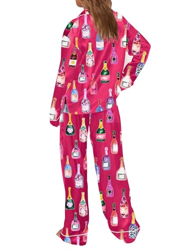 Image of SHESHOW Satin Pajamas for Women Set Long Sleeve Button Down Sleepwear 2 Piece Nightwear Women Pjs Sets Size XS-XXL