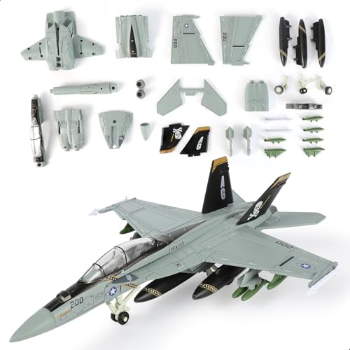 SEBUNAS 1:72 Scale F-18 Jolly Rogers Fighter Jet Quick Assembly Model Kit, Plastic F18 Fun Toy Airplane Assembly Model with Stand Kids Gift Suitable (36PCS)