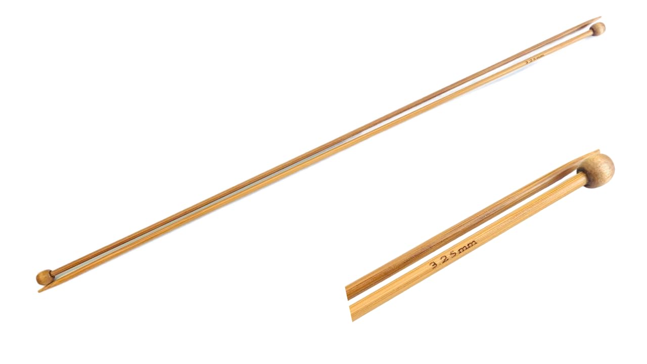 Aarnav Light Brown 2X35cm 3.25Mm Bamboo Knitting Needles - Single Pointed Long Wooden For Beginners And Professional, Warm For Arthritic Hands (2 X 3.25Mm)