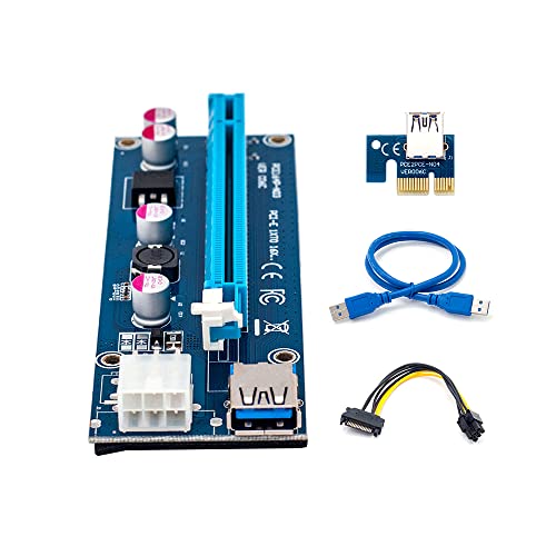 ezqnirk 1pcs 006C PCIe 1x to 16x Express Riser Card Graphic pci-e Riser Extender 60cm USB 3.0 Cable SATA to 6Pin Power for BTC Mining