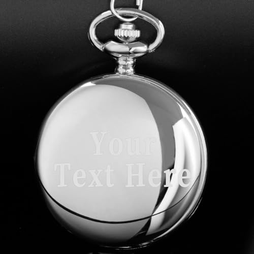 Image of Tiong Smooth Pocket Watch,Personalized Pocket Watch,Customized Watches for Men,Engraved Pocket Watches for Father's Day with Chain