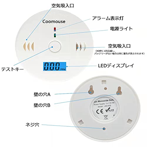 デジタル表示 85dB 高感度アラーム 暖炉、リビングルーム、