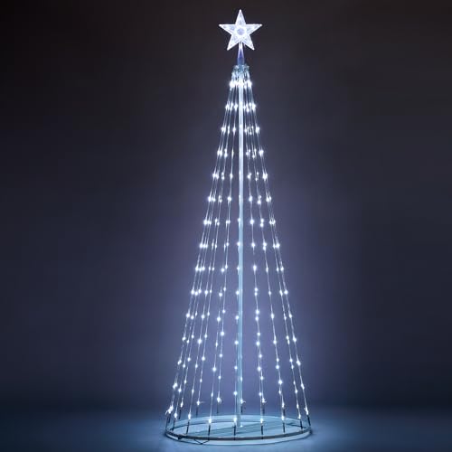 Joiedomi 31792 6 Ft Animated Christmas Cone Tree Yard Light Decorations 280 Pre-Lit Led Cool White Light With Metal Stakes For Indoor Outdoor Garden Holiday Décor cover