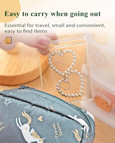 Image of 24Pcs PVC Jewelry Pouches Clear Zipper Bags Mini Transparent Plastic Portable Dustproof Bracelet Storage Bag Anti Oxidizing Earrings for Storage Jewelry Packing Bags (7x6 cm) (24 Pack)