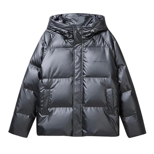 Alloaone Chaqueta De Plumón Parka Clásica Para Hombre Cálida Con Capucha Ligera Transpirable Impermeable Gruesa Acolchada gray9 3XL