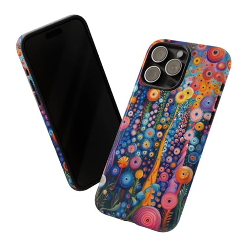 Coque iPhone 15 Pro Max orange rigide anti-rayures à motif floral