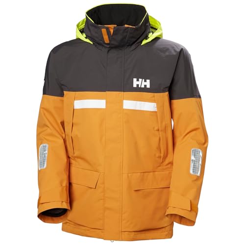 Helly-Hansen Men's Pier Jacket 4.0 - Adjustable Hood Raincoat - Sailing Wet Weather Gear - Lightweight Outdoor Jacket - 399 Mustard - Large