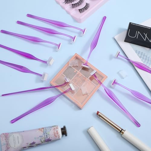 Thinp 12 Pcs Eyebrow Razor,Eyebrow Trimmer Razors for Women Makeup Eyebrow Razor for Women T Shape Shaver for Eye Brow Stainless Steel Mini Razor with Cover Mini Portable Eyebrow Shaver(Purple) - Image 7