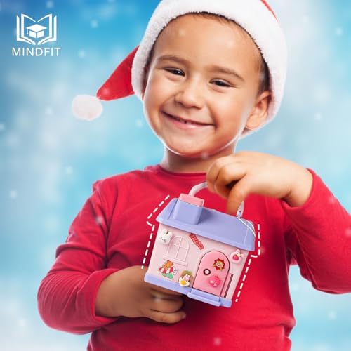Image of Cute Toy House Money Coin Box with 3D Sticker Metal Piggy Bank with Secure Lock & Keys for Kids, House Shaped Money Saving Coin Collection Box for Girls (Pack of 1, Multicolour) (Design-3)