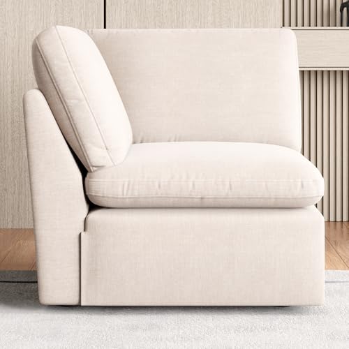 Image of Home Centre | Nolan Fabric 1-Seater Wedge Sofa | Sofa for Living Room | Solid Wood | Beige | 1 Year Warranty