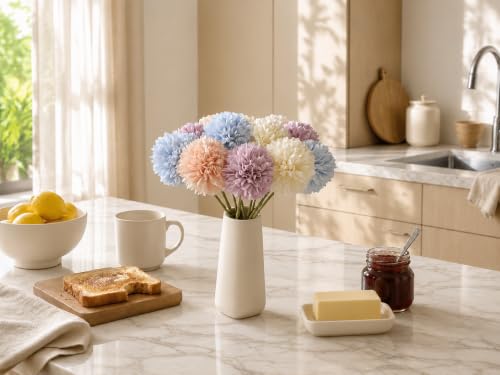 Image of Mandy's 12pcs Artificial Multicolor Ball Chrysanthemum Flowers