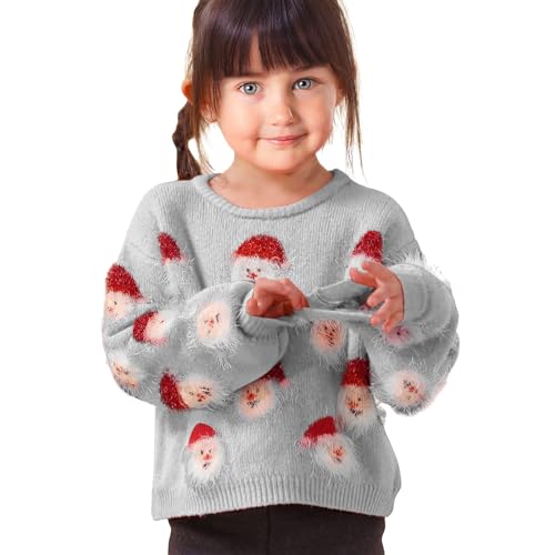 Baby Boys Girls Christmas Pullover Top Knit Crewneck Long Sleeve Sweater Kids Winter Thermal Warm Sweatshirt