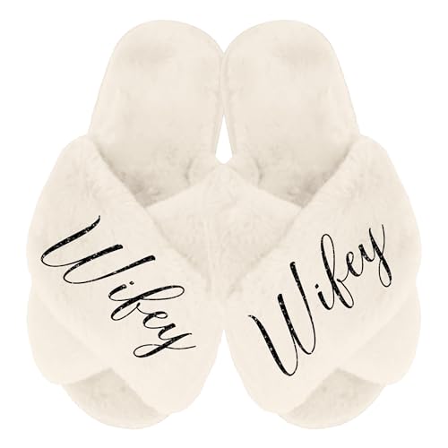 Wifey Cozy Slippers, Wife Slippers for Women, Wifey Gifts, Wedding Shoes for Bride, Birthday Gifts for Wife from Husband