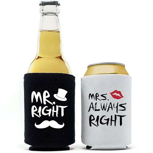 GroomBrideGifts Mr and Mrs Gift Koozies Wedding Novelty Can Cooler|Engagement Gifts for Couples|Bridal Shower Decoration.