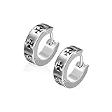  Herren Biker Edelstahl Klapp-Creolen Ohrringe EISERNES KREUZ - IRON CROSS (2 Stück / 1 Paar)