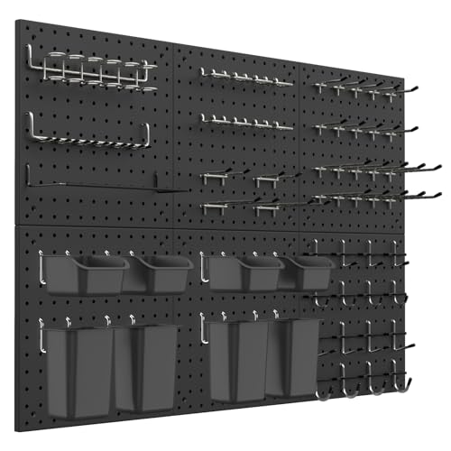 Daanxw Peg Board Kit Includes Pegboard and Accessories with Hooks and Bins Peg Board Wall Organizer for Office Ornaments Display Crafts Organization (129 Black)