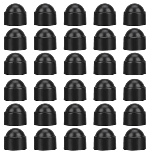 30 Pcs Black M8 Plastic Nut and Bolt Covers | Hex Head Dome Protective Caps for Screws & Bolts | Plastic Nut and Bolt Protection Caps | Decorative Thread Hex Caps for Bolt Protection