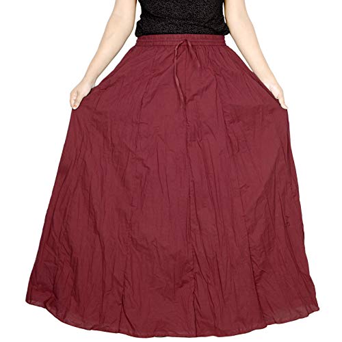 Image of Sttoffa Women Solid Color Maxi Plain Cotton Full Length White Skirt 40 inch Long Cotton Long Skirt