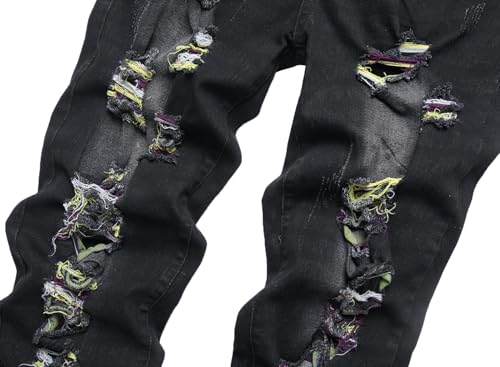 Image of QIMYUM Men's Wide-Leg Baggy Flex Jeans Relaxed Loose Fit Long Denim Pants